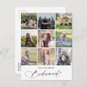 Be My Bridesmaid Chic Script Foto Einladungspostkarte (Vorne/Hinten)