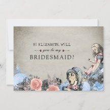 Be My Bridesmaid Floral Dusty Alice in Wonderland