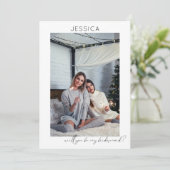 Be My Bridesmaid Foto Vorschlag Calligraphy V Einladung (Stehend Vorderseite)