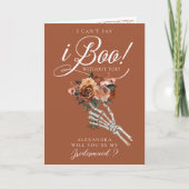 Be My Bridesmaid? Gothic Skeleton Floral Bouquet Karte (Vorderseite)