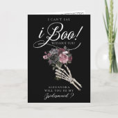 Be My Bridesmaid? Gothic Skeleton Floral Bouquet Karte (Vorderseite)