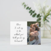 Be My Bridesmaid Script Handgeschriebenes Foto Postkarte (Stehend Vorderseite)