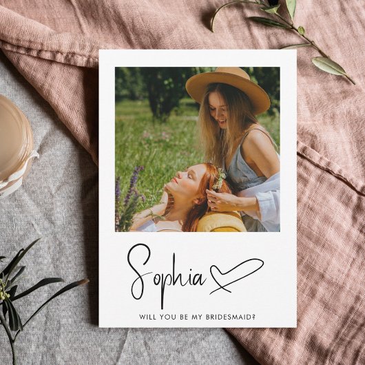 Be My Bridesmaid Script Signature Foto Einladung