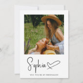 Be My Bridesmaid Script Signature Foto Einladung (Vorderseite)