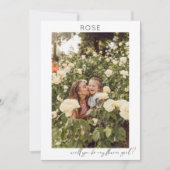 BE My Flower Girl Foto Vorschlag Calligraphy V Einladung (Vorderseite)