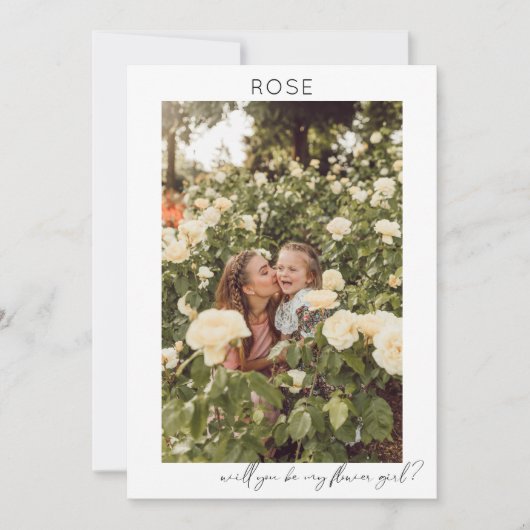 BE My Flower Girl Foto Vorschlag Calligraphy V Einladung (Vorderseite)