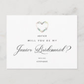 Be My Junior Bridesmaid Floral Pink Heart Proposal Postkarte (Vorderseite)