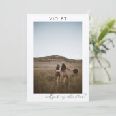 Be My Matron of Honor Foto Vorschlag Calligrafy V Einladung (Stehend Vorderseite)