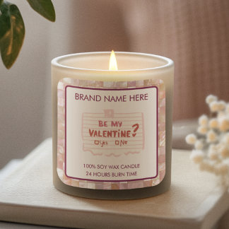 Be My Valentine Custom Pink Candle Labels  Quadratischer Aufkleber