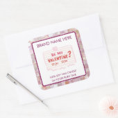 Be My Valentine Custom Pink Candle Labels  Quadratischer Aufkleber (Umschlag)