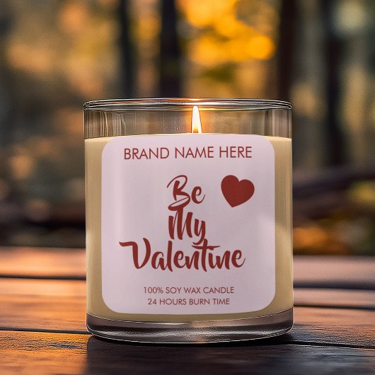 Be My Valentine Custom Purple Candle Labels  Quadratischer Aufkleber