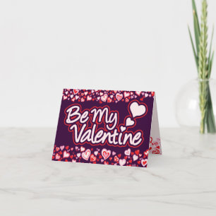 Be My Valentine Herzen rot pink lila  Feiertagskarte