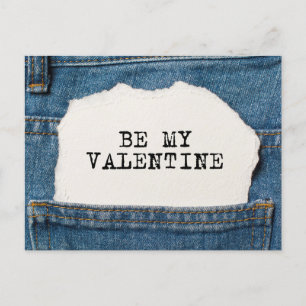 Be My Valentine Moderne Blaue Jeans Feiertagspostkarte
