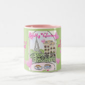 Be My Valentine Paris Eiffel Tower Personalize Zweifarbige Tasse (Mittel)