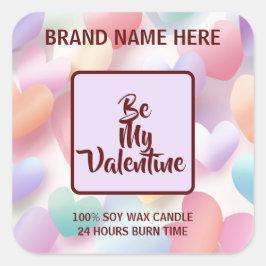 Be My Valentine Pastel Candle Soft Love Labels Quadratischer Aufkleber