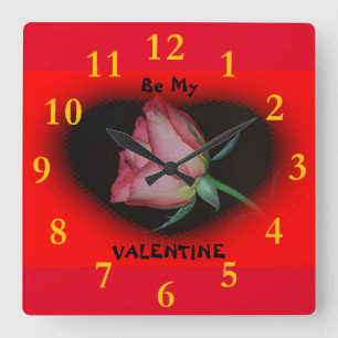 Be My Valentine Quadratische Wanduhr