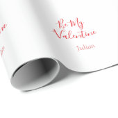 Be my valentine red name elegant love couple  geschenkpapier (Rolleneckpunkt)