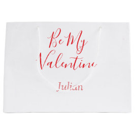 Be my valentine red name elegant love couple  große geschenktüte