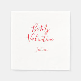 Be my valentine red name elegant love couple  serviette