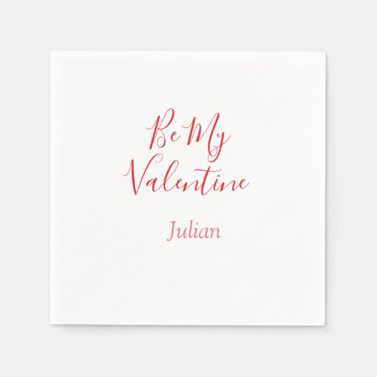 Be my valentine red name elegant love couple serviette (Vorderseite)