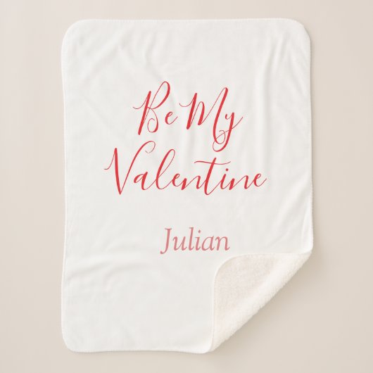 Be my valentine red name elegant love couple  sherpadecke (Vorderseite)