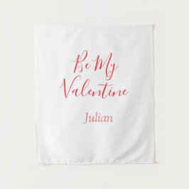 Be my valentine red name elegant love couple  wandteppich