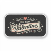 Be My Valentine Retro Love Aufkleber (Vorderseite)