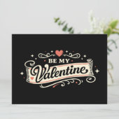 Be My Valentine Retro Love Karte (Stehend Vorderseite)