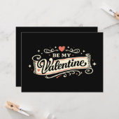 Be My Valentine Retro Love Karte (Vorderseite/Rückseite Beispiel)