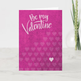Be My Valentine Valentine's Day Pink Grunge Hearts Karte