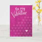 Be My Valentine Valentine's Day Pink Grunge Hearts Karte (Gelbe Blume)