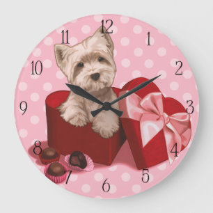 Be My Valentine Westie Puppy Große Wanduhr