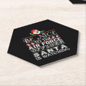 BE Nice to Air Force Officer Santa is Watching Untersetzer (angewinkelt)