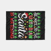 Be Nice To The Custodian Santa Is Watching Christm Fleecedecke (Vorderseite (Horizontal))