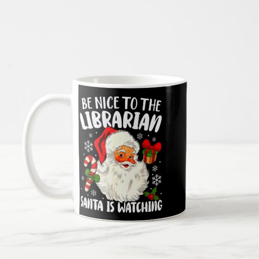 Be Nice To The Librarian Santa Is Watching Christm Kaffeetasse (Links)
