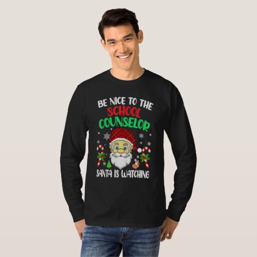Be Nice To The School Counselor Santa Is Watching T-Shirt (Vorne ganz)