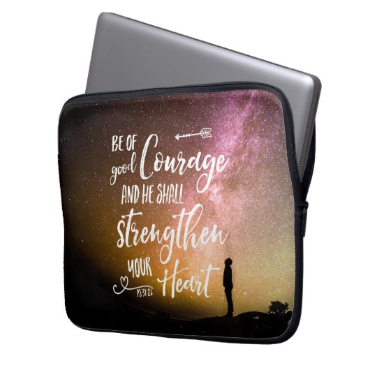 Be of Good Courage Nachthimmel - Psalm 31:24 Lapto Laptopschutzhülle (Vorderseite Links)