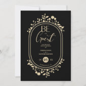 Be our Guest Black Wedding Fancy Frame Branches Save The Date (Vorderseite)
