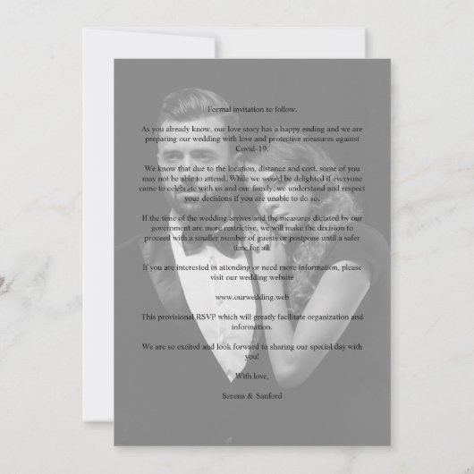 Be our Guest Black Wedding Fancy Frame Branches Save The Date (Rückseite)