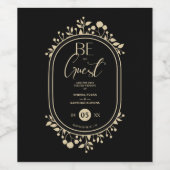 Be our Guest Black Wedding Fancy Frame Branches Weinetikett (Einzelnes Label)