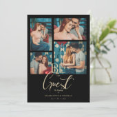 Be our Guest Quote Black Fancy Wedding 4 Photos Einladung (Stehend Vorderseite)
