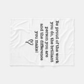 Be Proud Of Your Work Sitive Quote Gift Fleecedecke (Vorderseite (Horizontal))