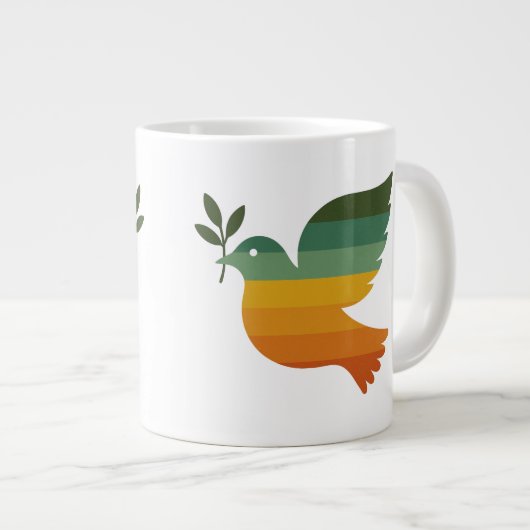 Be Retro Rainbow Peace Dove Jumbo Mug Jumbo-Tasse (Vorderseite Rechts)