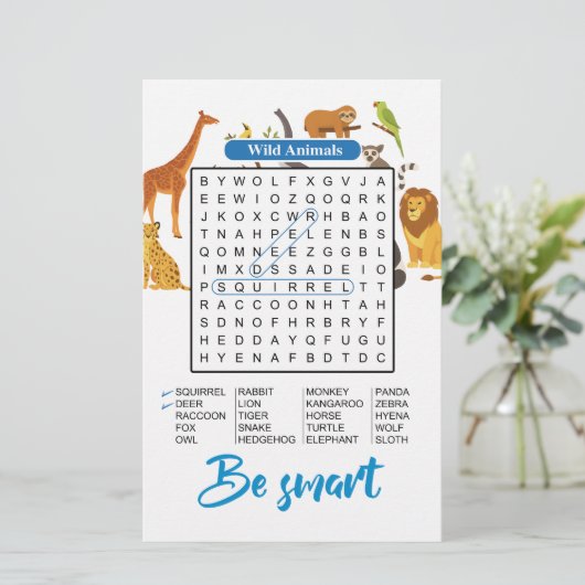 Be Smart – Wild Animals Word Search (Stehend Vorderseite)