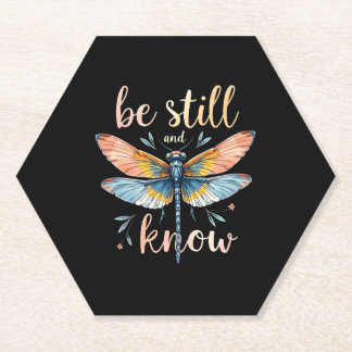 Be still and know Floral Dragonfly Christian Summe Untersetzer