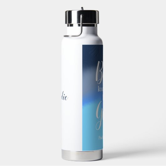 Be Still And Know | Modern Blue Swirl Personalized Trinkflasche (rechts)