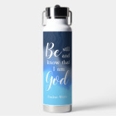 Be Still And Know | Modern Blue Swirl Personalized Trinkflasche (Vorderseite)
