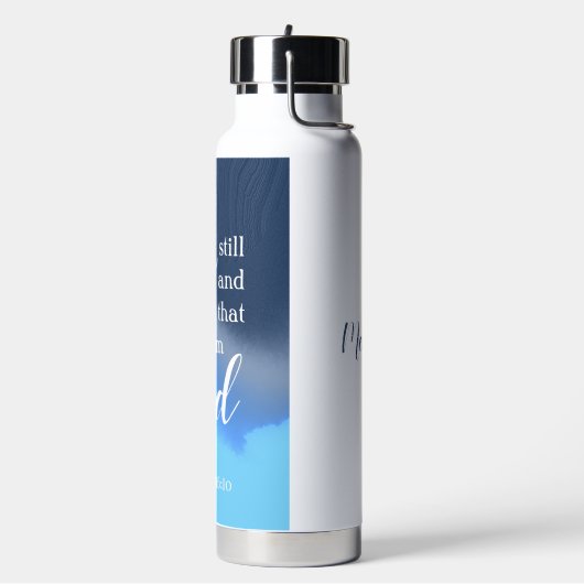Be Still And Know | Modern Blue Swirl Personalized Trinkflasche (Links)