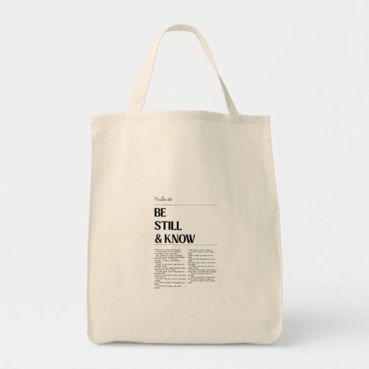 Be Still Psalm 46 Faith Grocery Bag Tragetasche (Vorne)