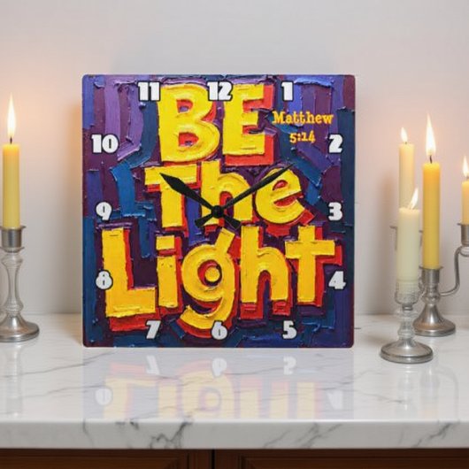 Be the Light Artwork Quadratische Wanduhr
